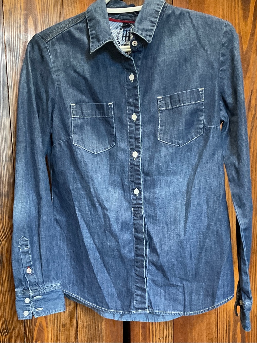 Tommy Hilfiger Women's Chambray Denim Button Down Shirt - Size S